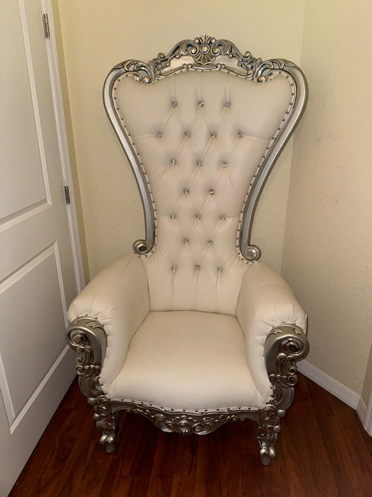 Cream White and Silver King Queen Princess Throne - 3 Hour Rate