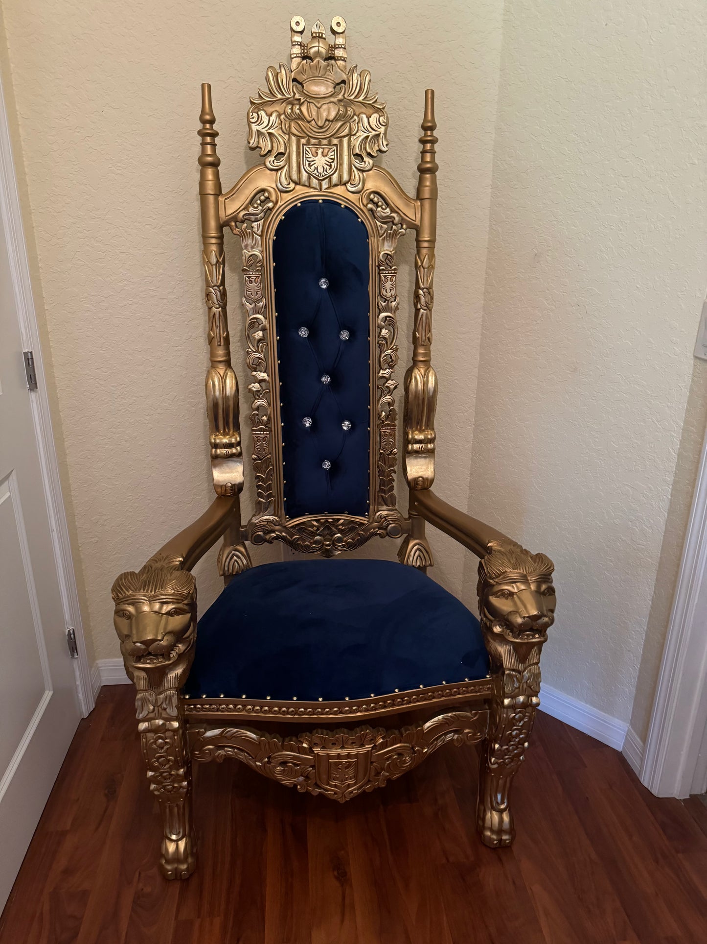 Deep Blue Velvet and Gold King Queen Princess Throne - 3 Hour Rate